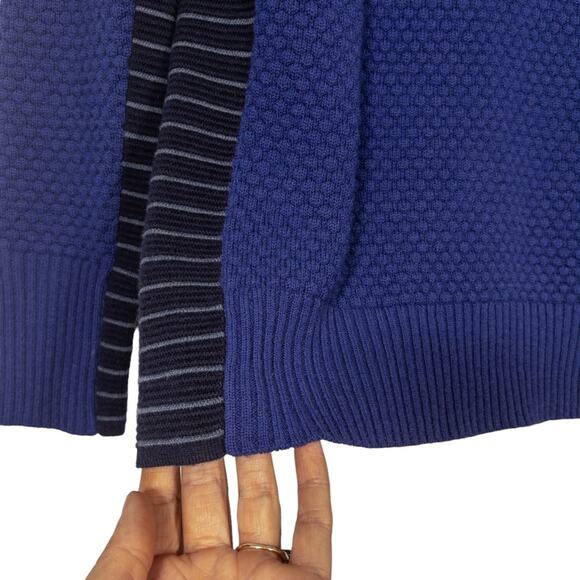 Athleta Sweater Sz S Blue Marina Chianti Merino Wool Turtleneck Textured - Picture 4 of 11